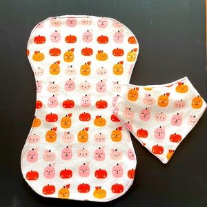 🎃👶🏼New Homemade Baby Newborn Burp Cloth with Bib Halloween Pumpkins